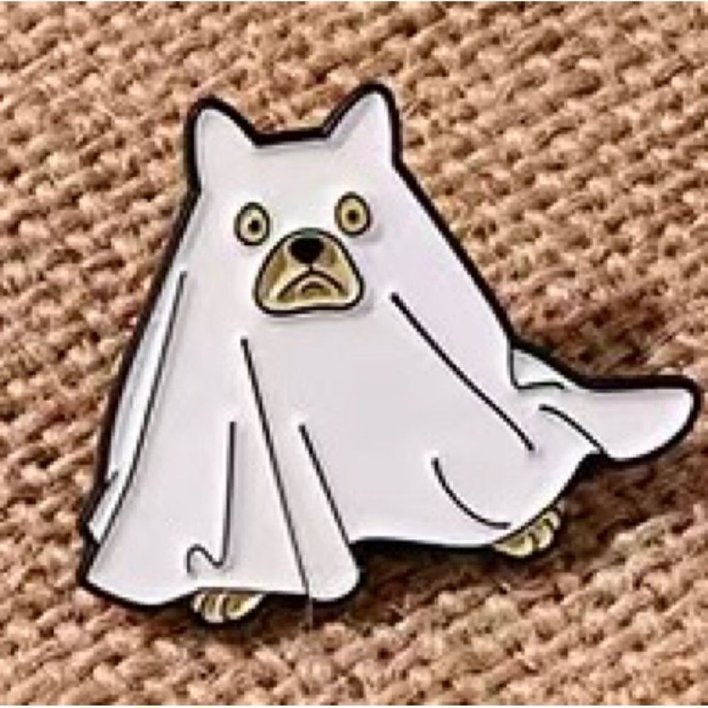 Ghost doggo enamel pin
